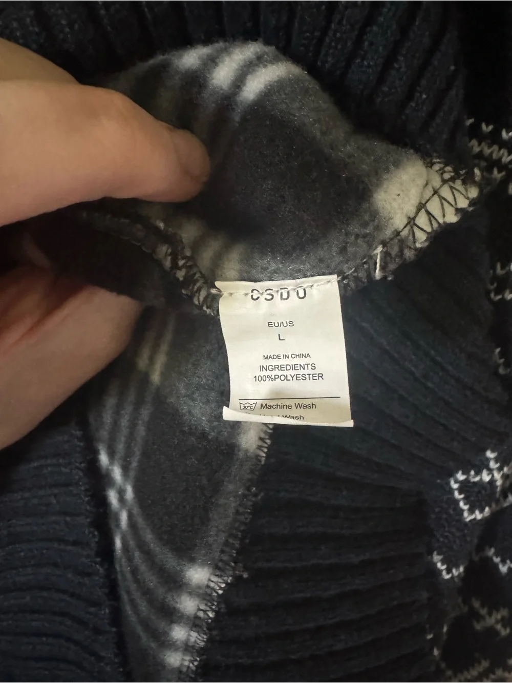 Men's Black Zip-Front Fair Isle Sweater